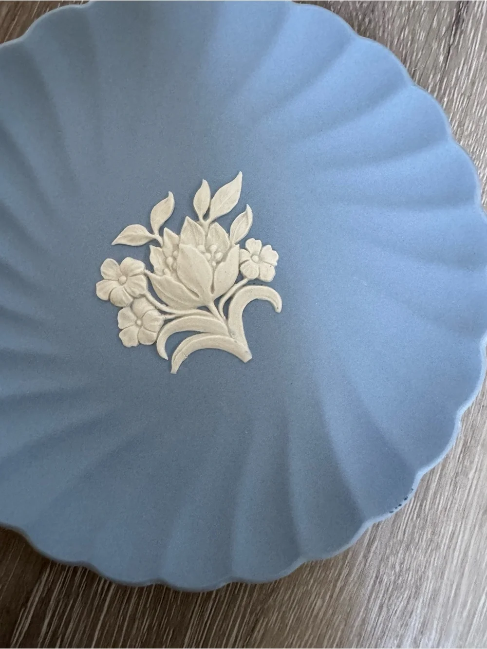 Vintage Wedgwood Jasperware Pale Blue Floral Fluted Candy Tray